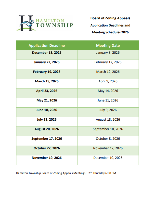 Board of Zoning Appeals Meeting Dates